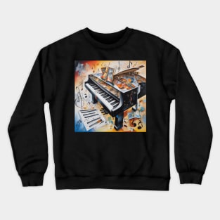 Abstract image of a piano and musical symbols Crewneck Sweatshirt